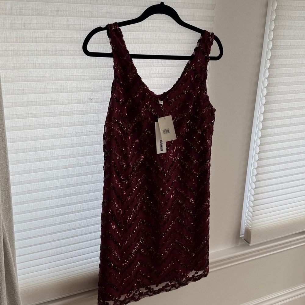 BB Dakota Wine Sequin Dress